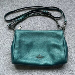 COACH Metallic Teal Crossbody Gunmetal Chain